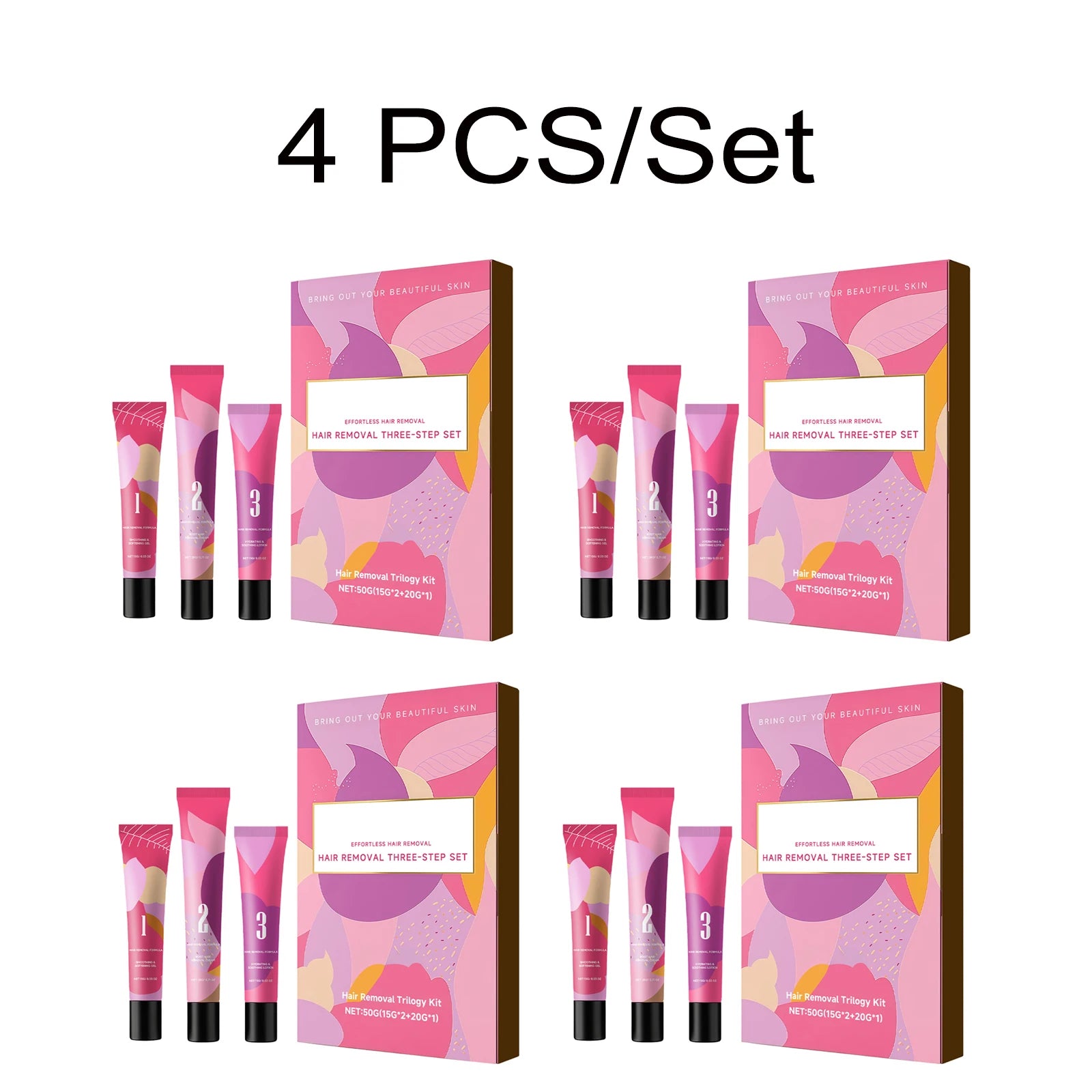 Facial Hair Removal Trilogy Kit 3-Step Softening Gel Cream Soothing Lotion Gentle Sensitive Skin Fast Acting for Sensitive Skin