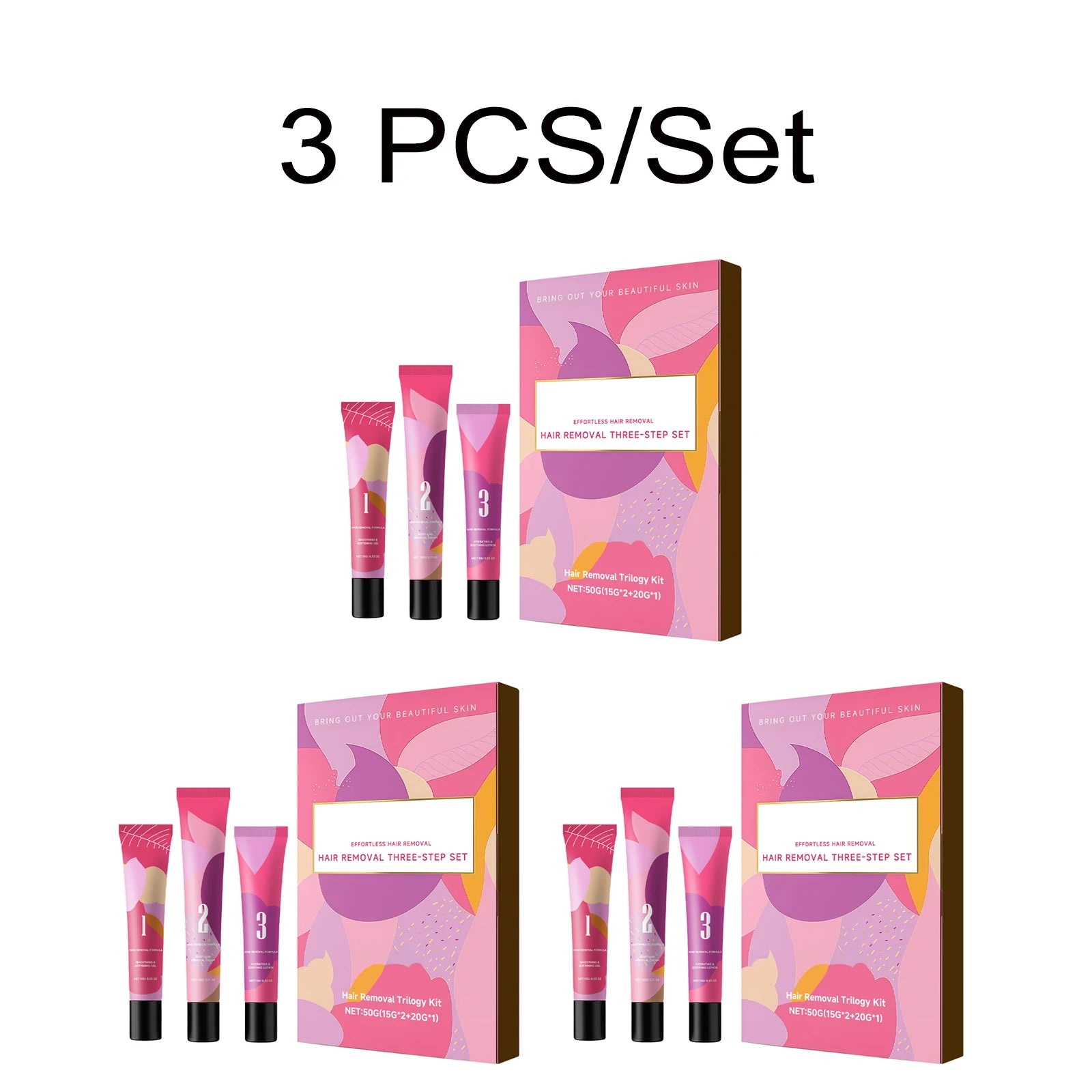 Facial Hair Removal Trilogy Kit 3-Step Softening Gel Cream Soothing Lotion Gentle Sensitive Skin Fast Acting for Sensitive Skin