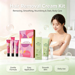 Facial Hair Removal Trilogy Kit 3-Step Softening Gel Cream Soothing Lotion Gentle Sensitive Skin Fast Acting for Sensitive Skin