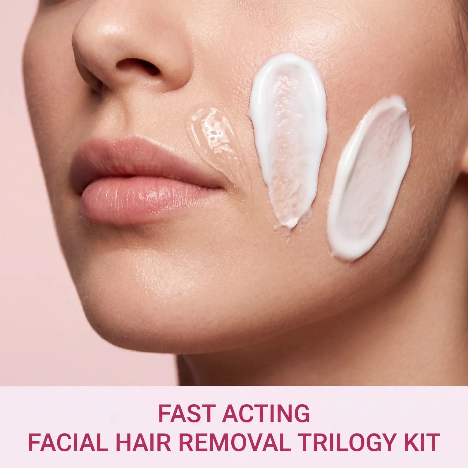 Facial Hair Removal Trilogy Kit 3-Step Softening Gel Cream Soothing Lotion Gentle Sensitive Skin Fast Acting for Sensitive Skin